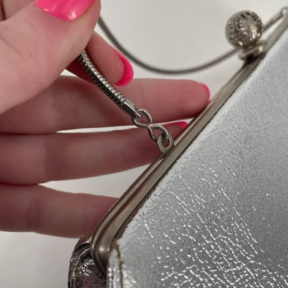 Vintage‎ Rulo Creations Women's Shimmer Clutch Handbag Evening Bag Silver Small